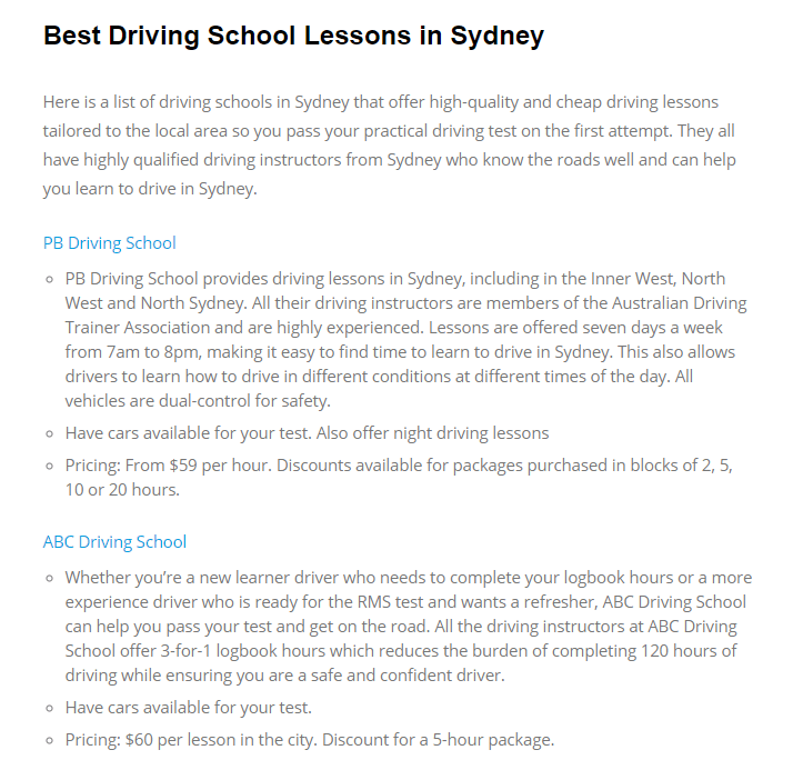 driving school without feature